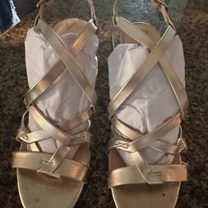 Nine West Metallic Gold Strappy Sandals